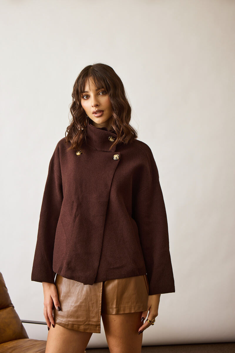 Cardigan Modello Cappa Testa di moro|Colore:Testa di moro