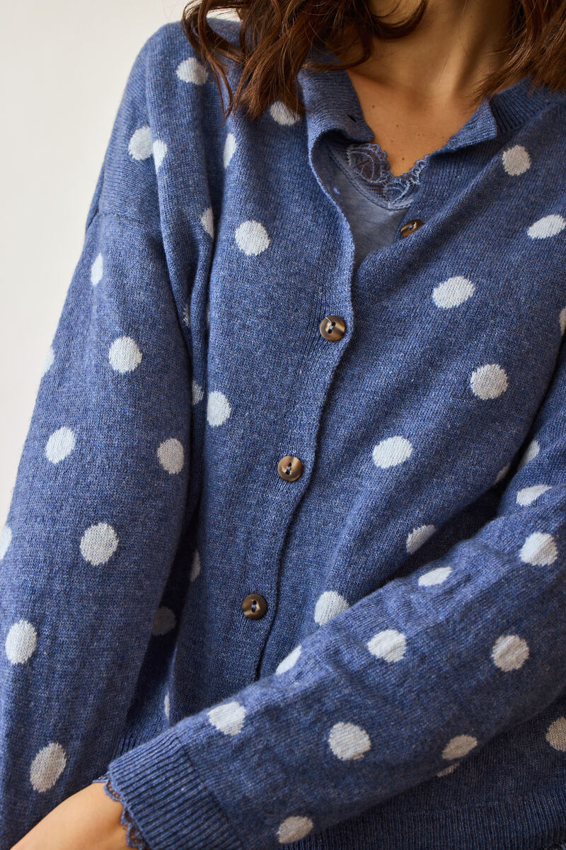 Cardigan Pois Cashmere Avion|Colore:Avion