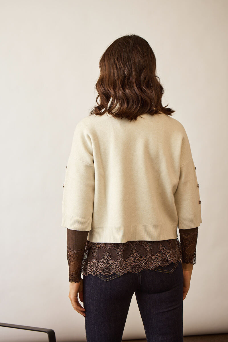 Pull Fiori gesso|Colore:Gesso