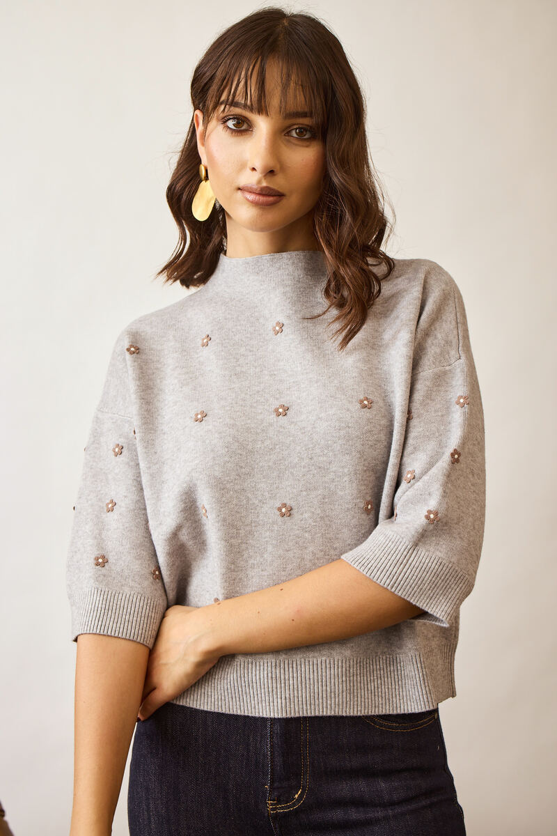 Pull Fiori grigio|Colore:Grigio