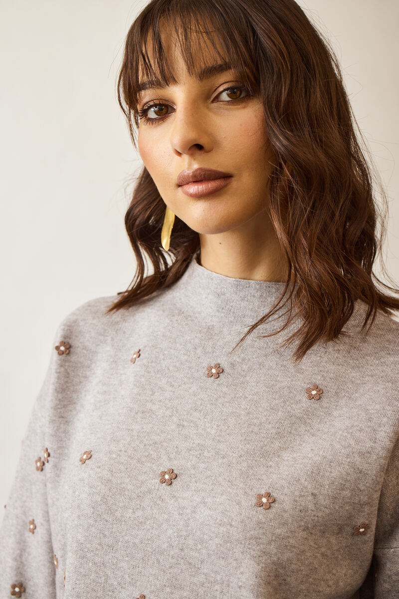 Pull Fiori grigio|Colore:Grigio