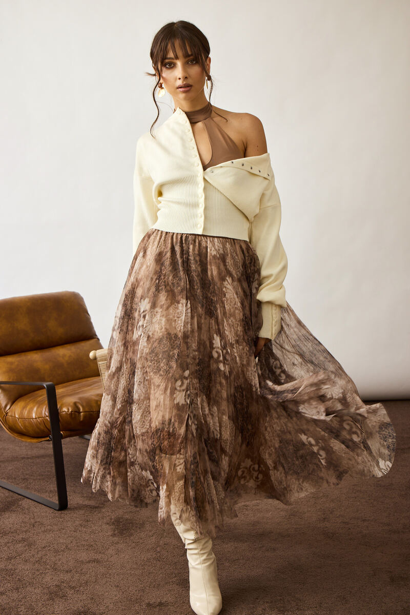 Gonna Fantasia Tulle fango|Colore:Fango