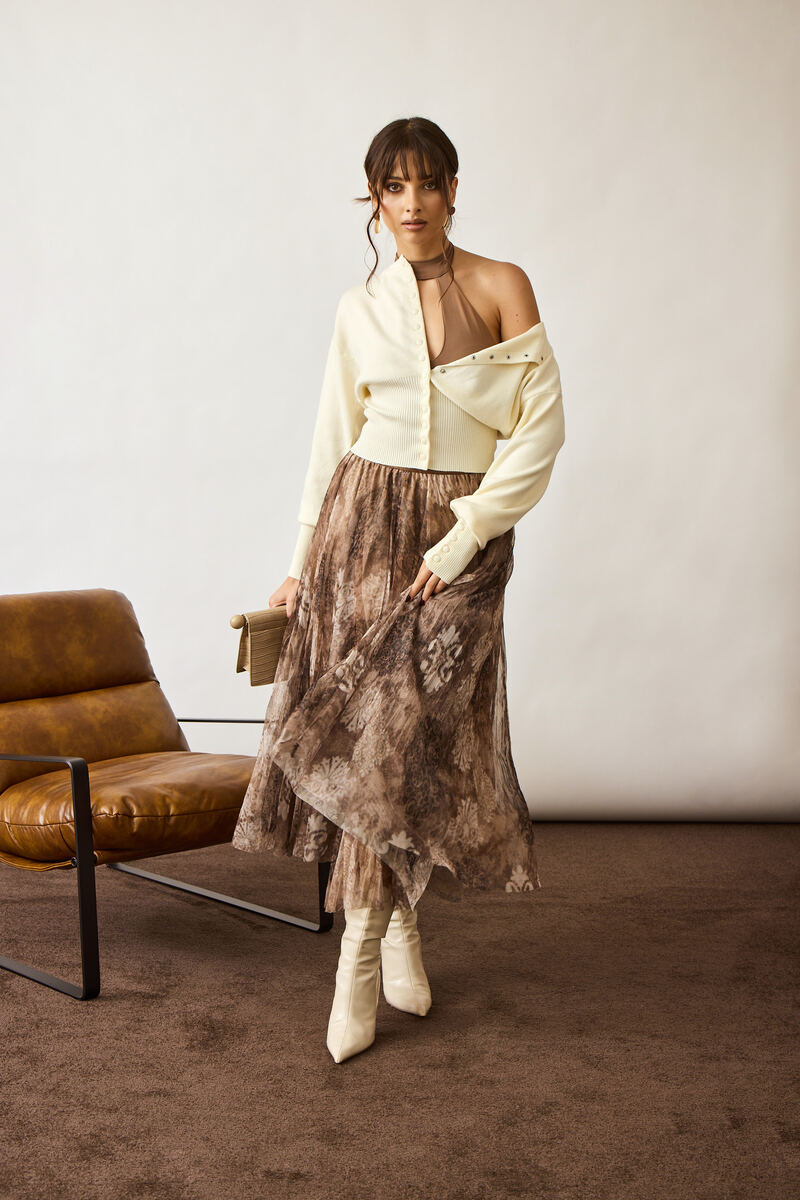 Gonna Fantasia Tulle fango|Colore:Fango