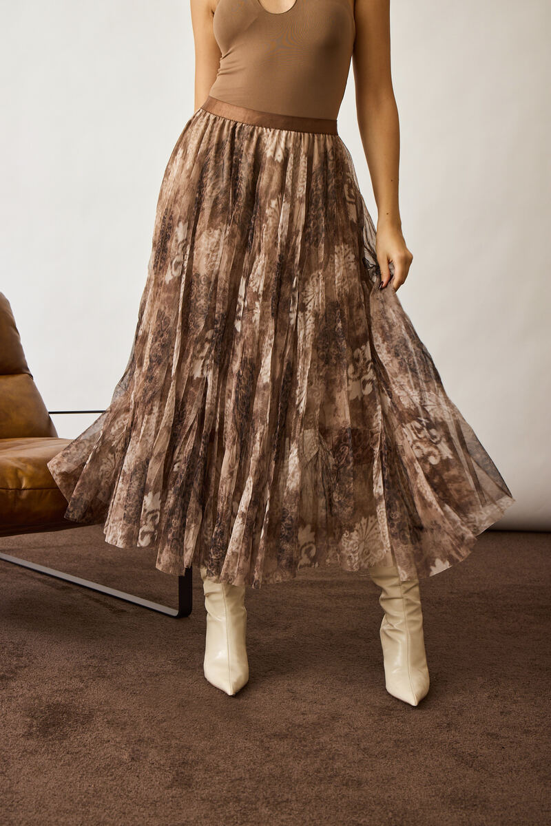 Gonna Fantasia Tulle fango|Colore:Fango