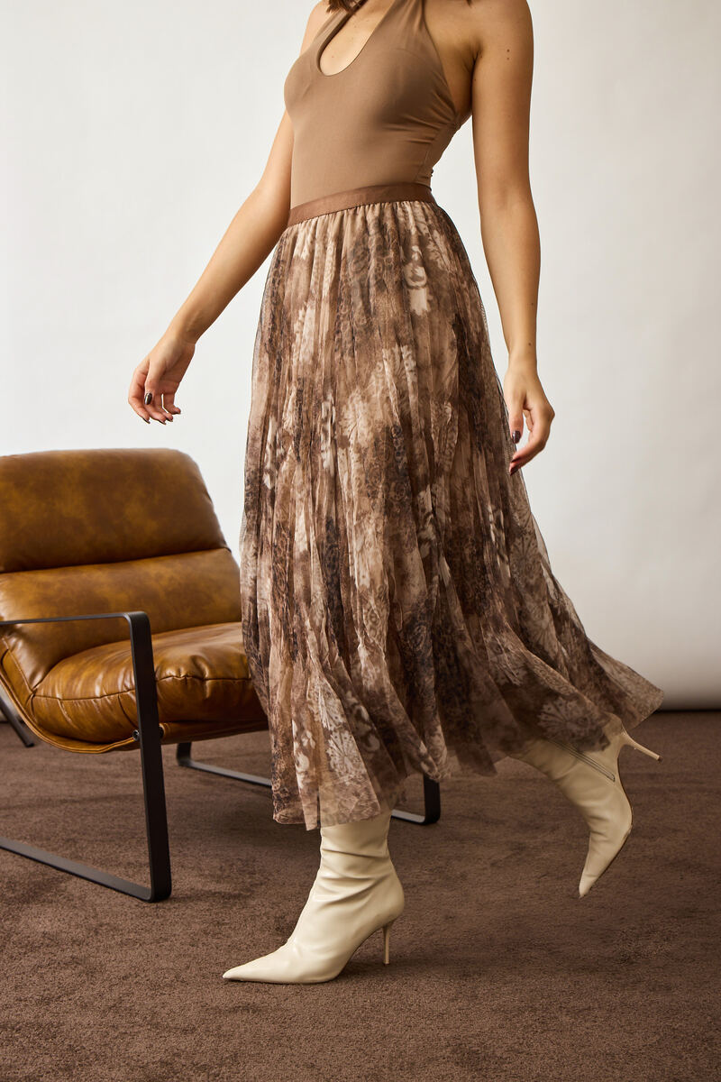 Gonna Fantasia Tulle fango|Colore:Fango