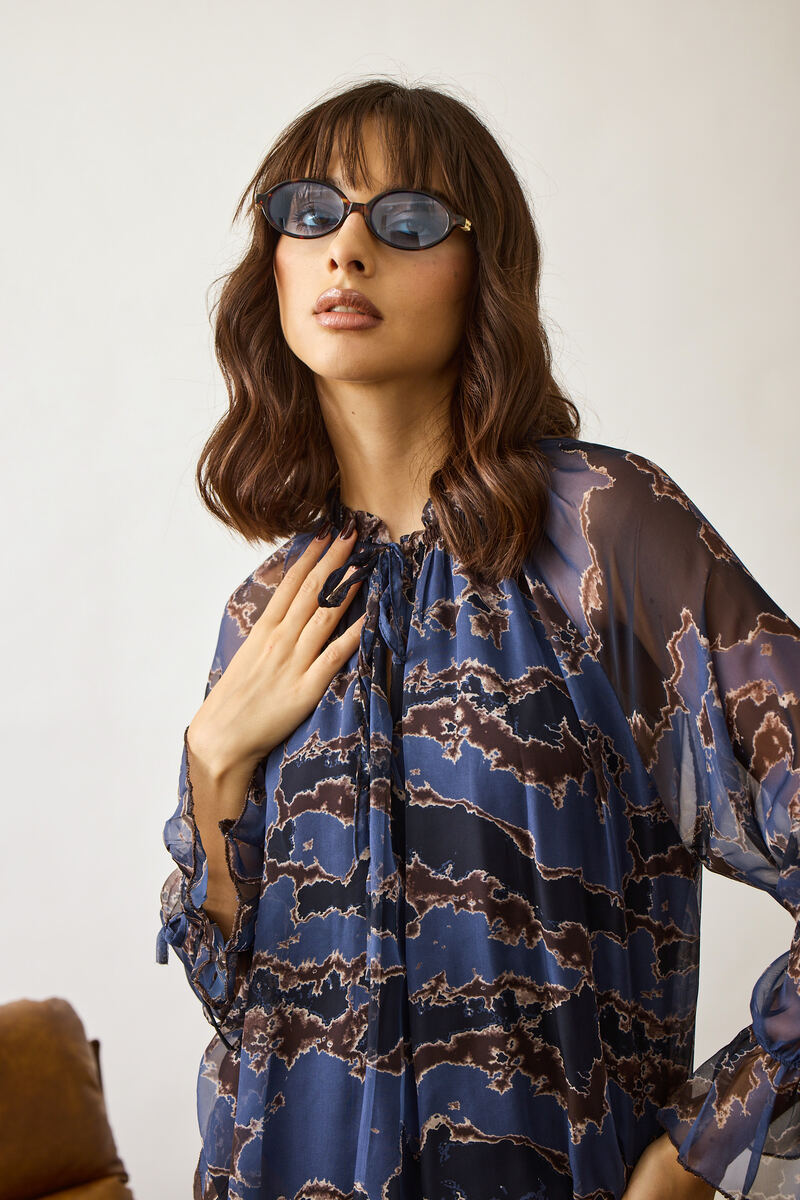 Blusa Camouflage Blu|Colore:Blu