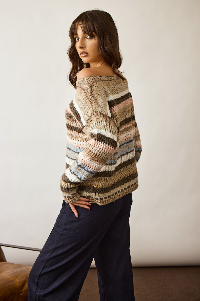 Pull Fasce Colorate rosa|Colore:Rosa