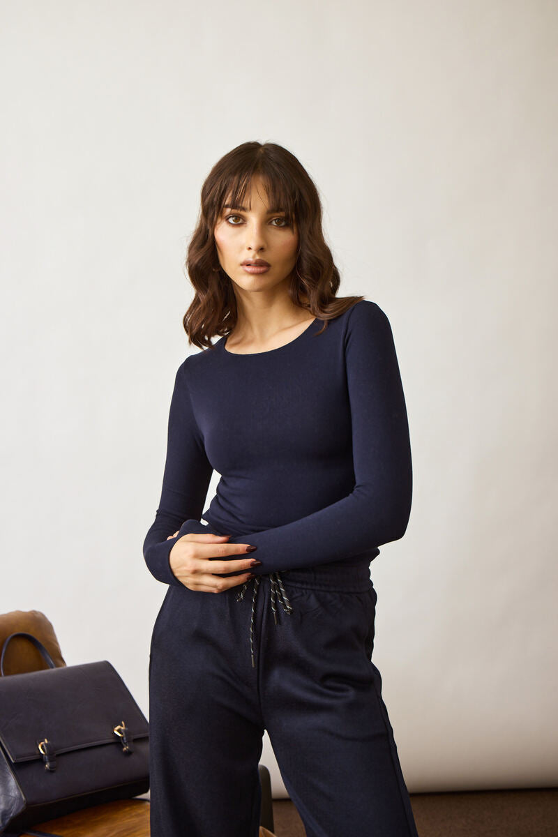 Maglia Girocollo Basic blu|Colore:Blu