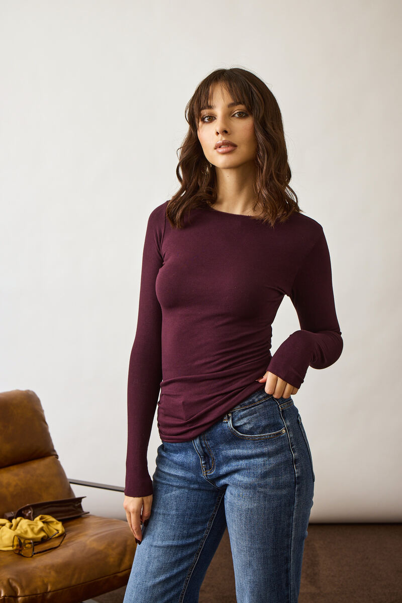 Maglia Girocollo Basic borgogna|Colore:Borgogna
