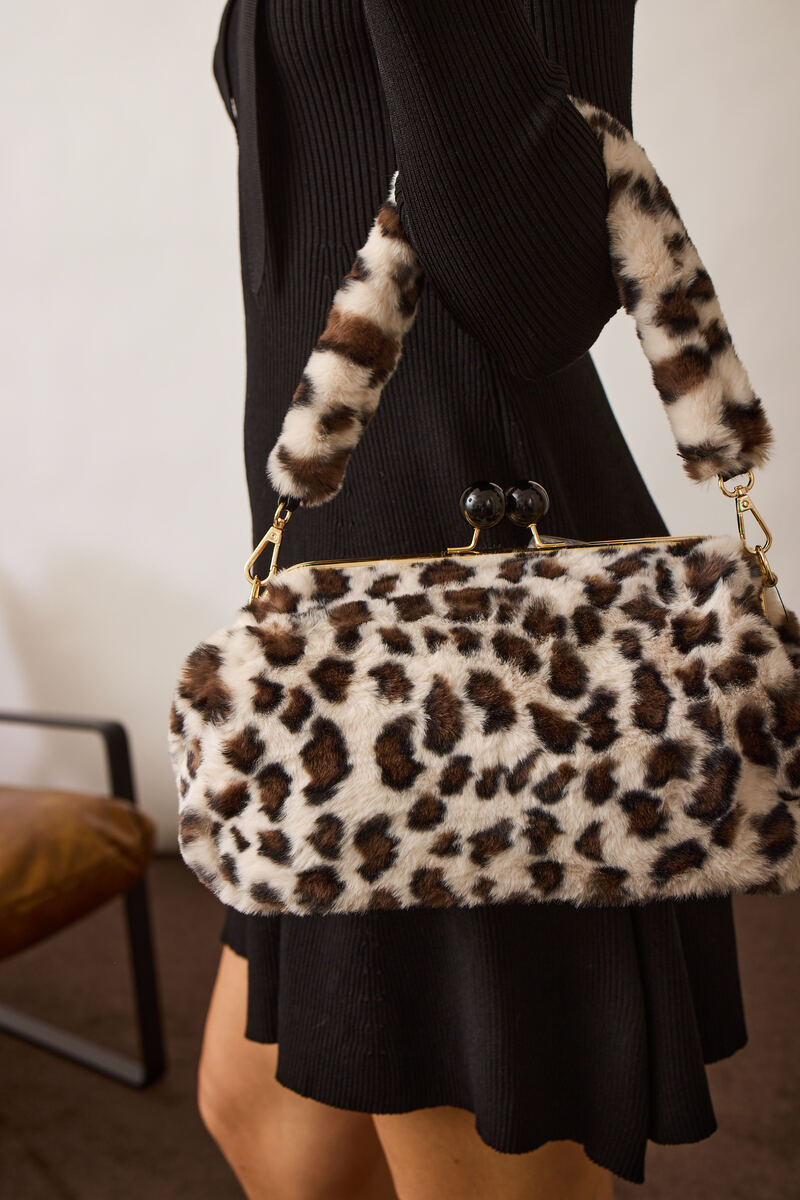 Borsa Ecopelliccia Animalier beige|Colore:Beige