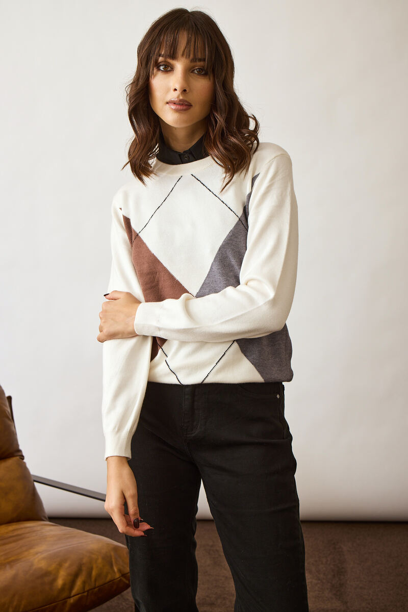 Maglia Rombi bianco|Colore:Bianco