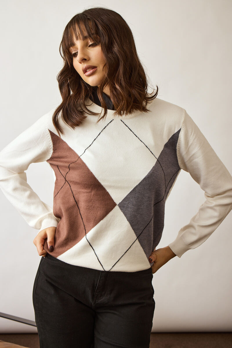 Maglia Rombi bianco|Colore:Bianco