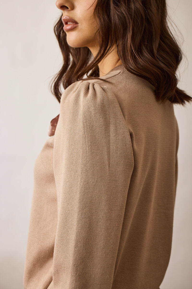 Cardigan Con Fiocco Pois fango|Colore:Fango
