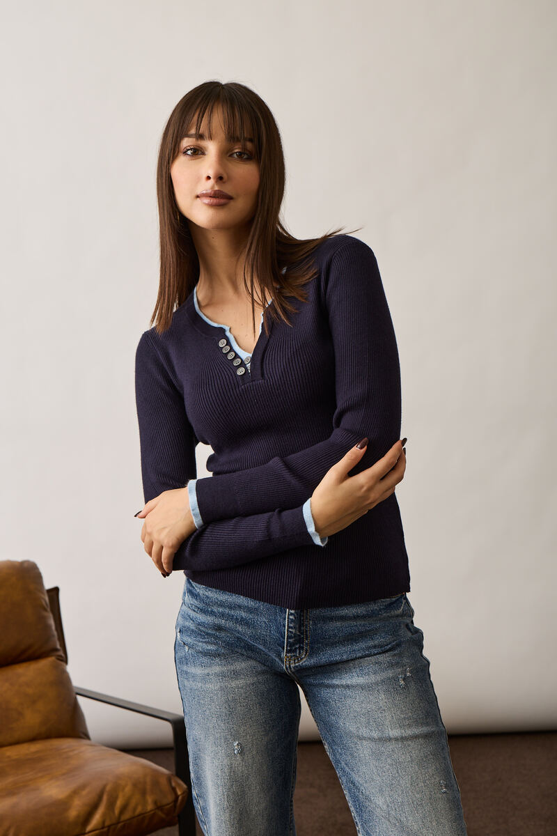 Maglia Costine Blu|Colore:Blu