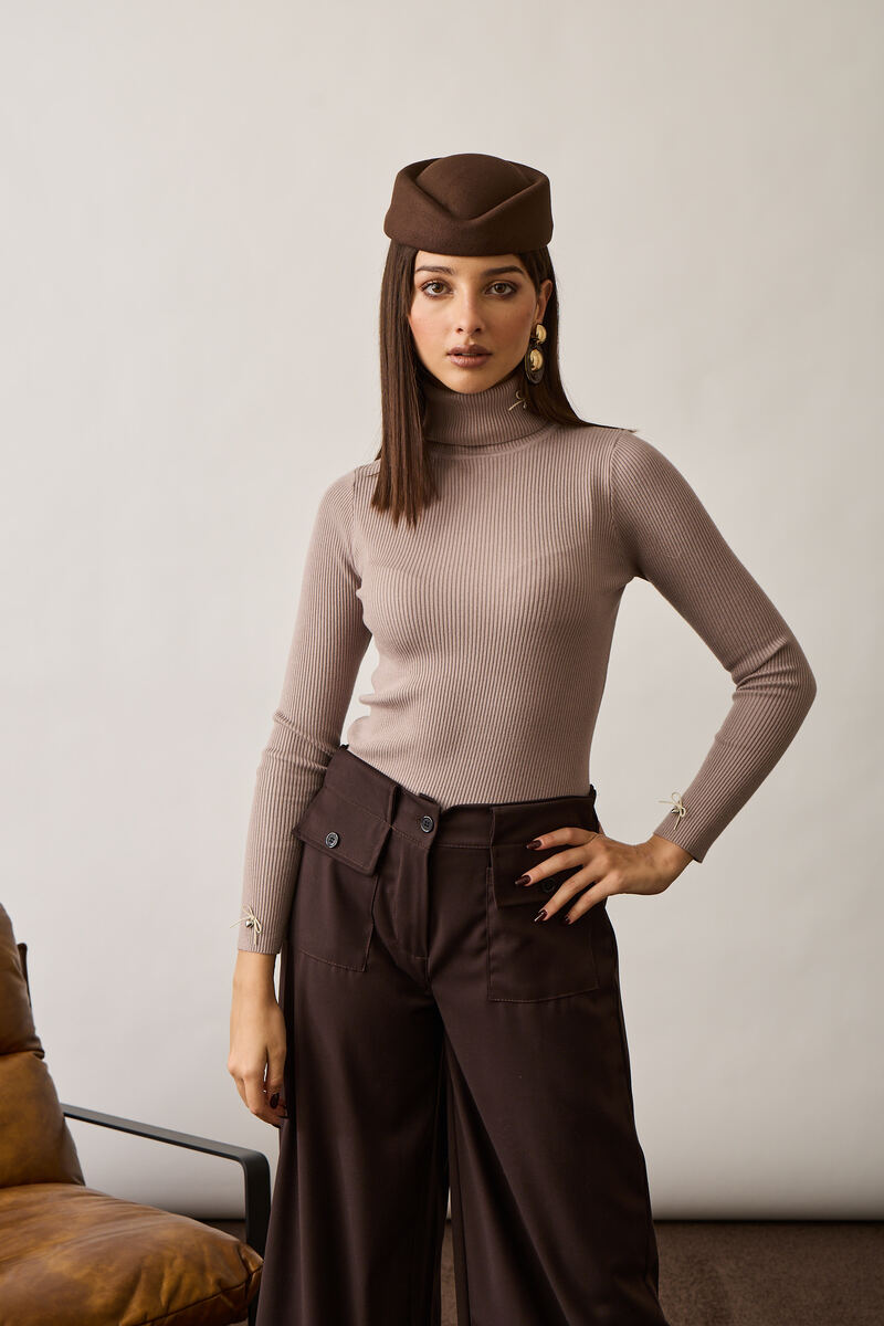 Maglia Costine Fiocco Fango|Colore:Fango