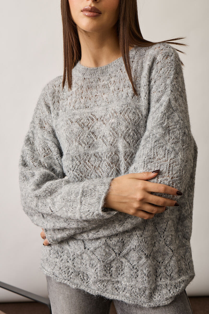 Pull Mini Rombi Traforato grigio chiaro|Colore:Grigio chiaro