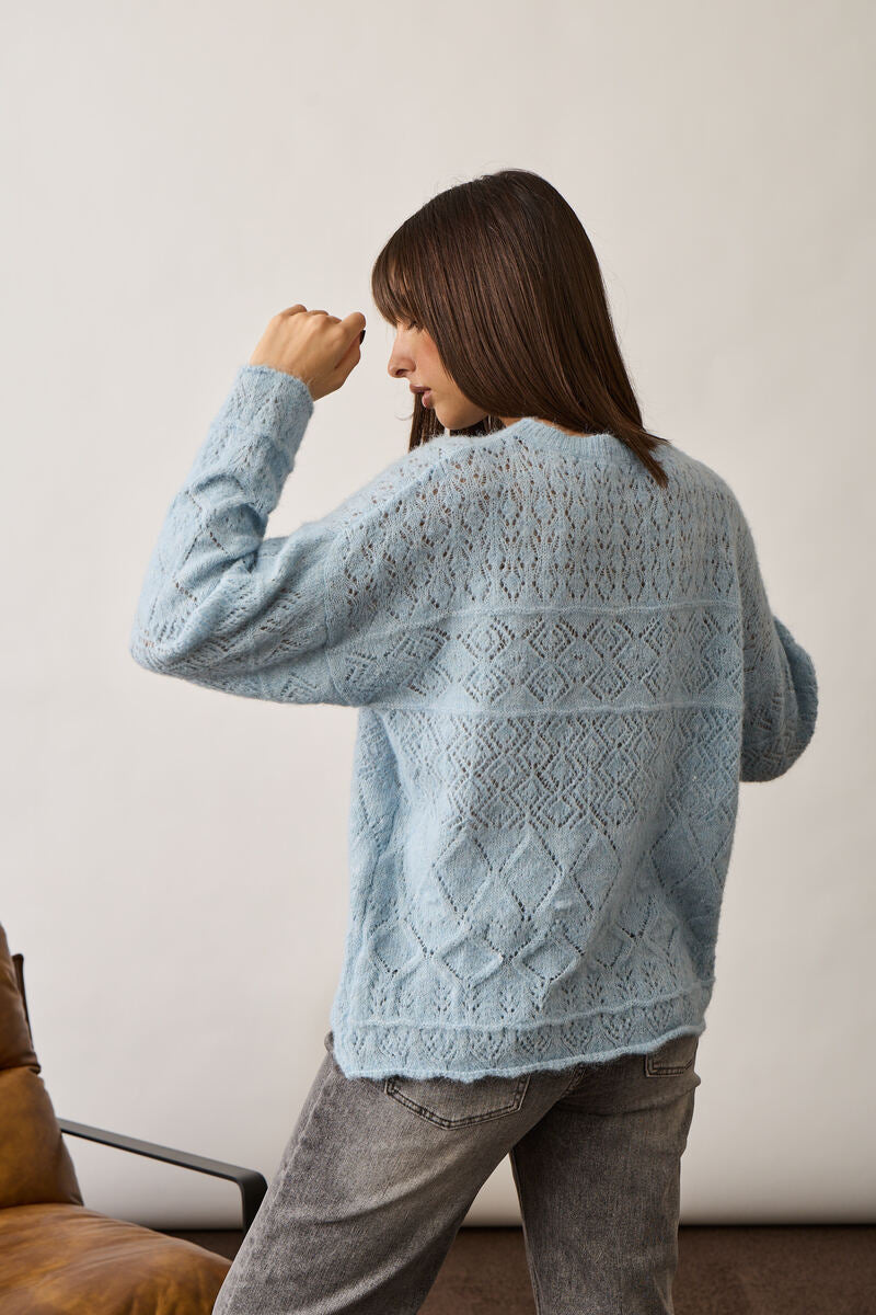 Pull Mini Rombi Traforato celeste|Colore:Celeste