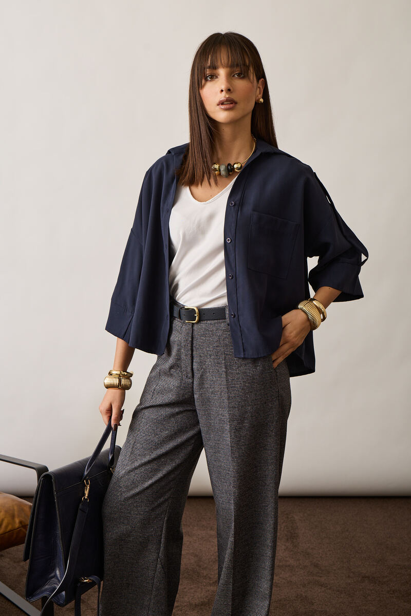 Camicia Con Tasconi blu navy|Colore:Blu navy