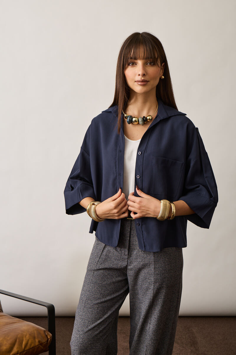 Camicia Con Tasconi blu navy|Colore:Blu navy