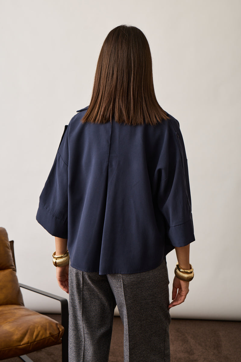 Camicia Con Tasconi blu navy|Colore:Blu navy