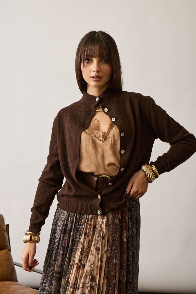 Cardigan Lana Merino Testa di moro|Colore:Testa di moro