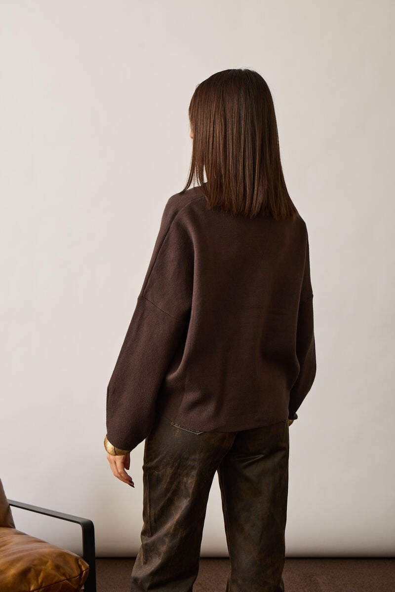 Cardigan Con Chiusura Fibbia Testa di moro|Colore:Testa di moro