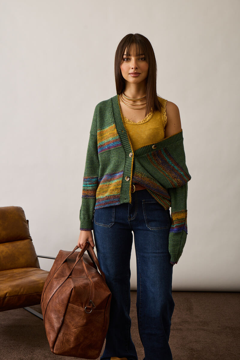 Cardigan Fasce verde|Colore:Verde