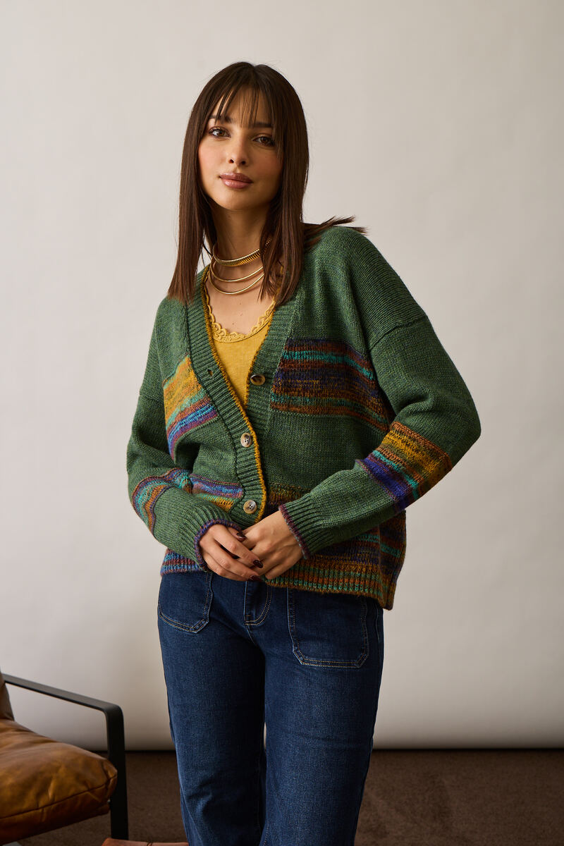 Cardigan Fasce verde|Colore:Verde