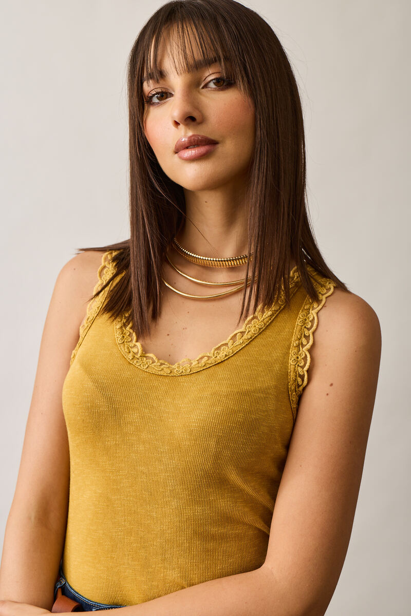 Canotta Con Pizzo ocra|Colore:Ocra