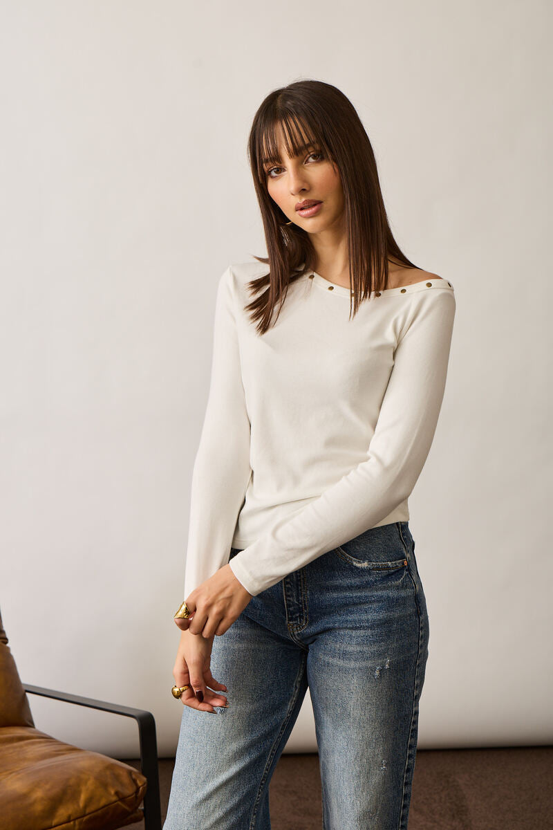 Maglia Borchie bianco|Colore:Bianco