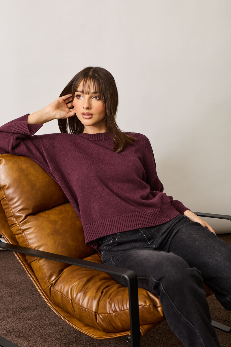 Pull Bottoni Su Spalla vinaccio|Colore:Vinaccio