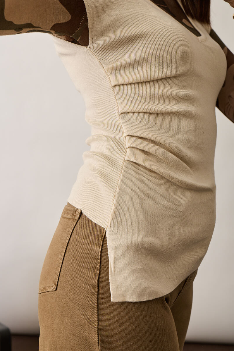 Maglia Con Drappeggio Beige|Colore:Beige