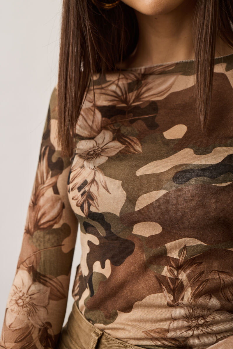 Maglia Cashmere Fiori verde militare|Colore:Verde militare