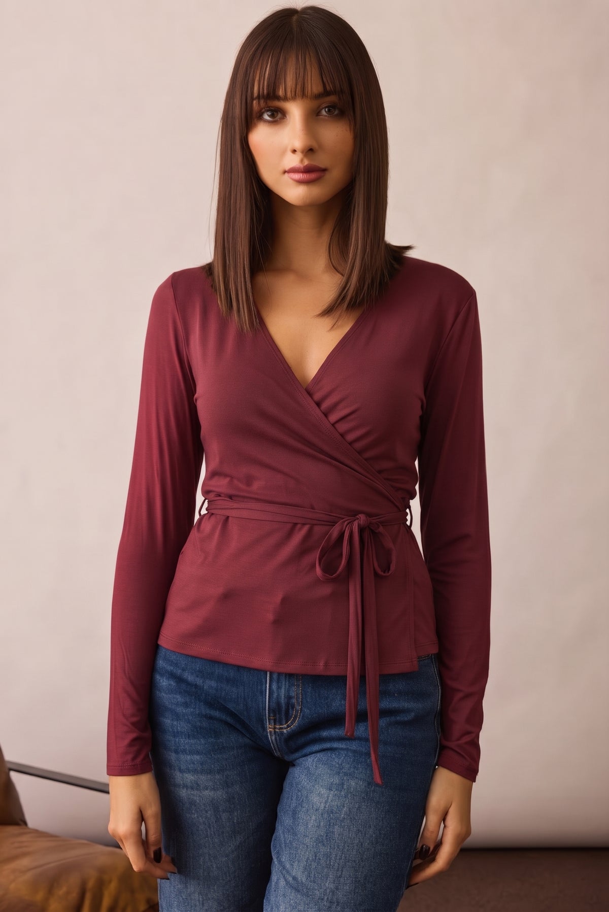 Maglia Incrociata borgogna|Colore:Borgogna