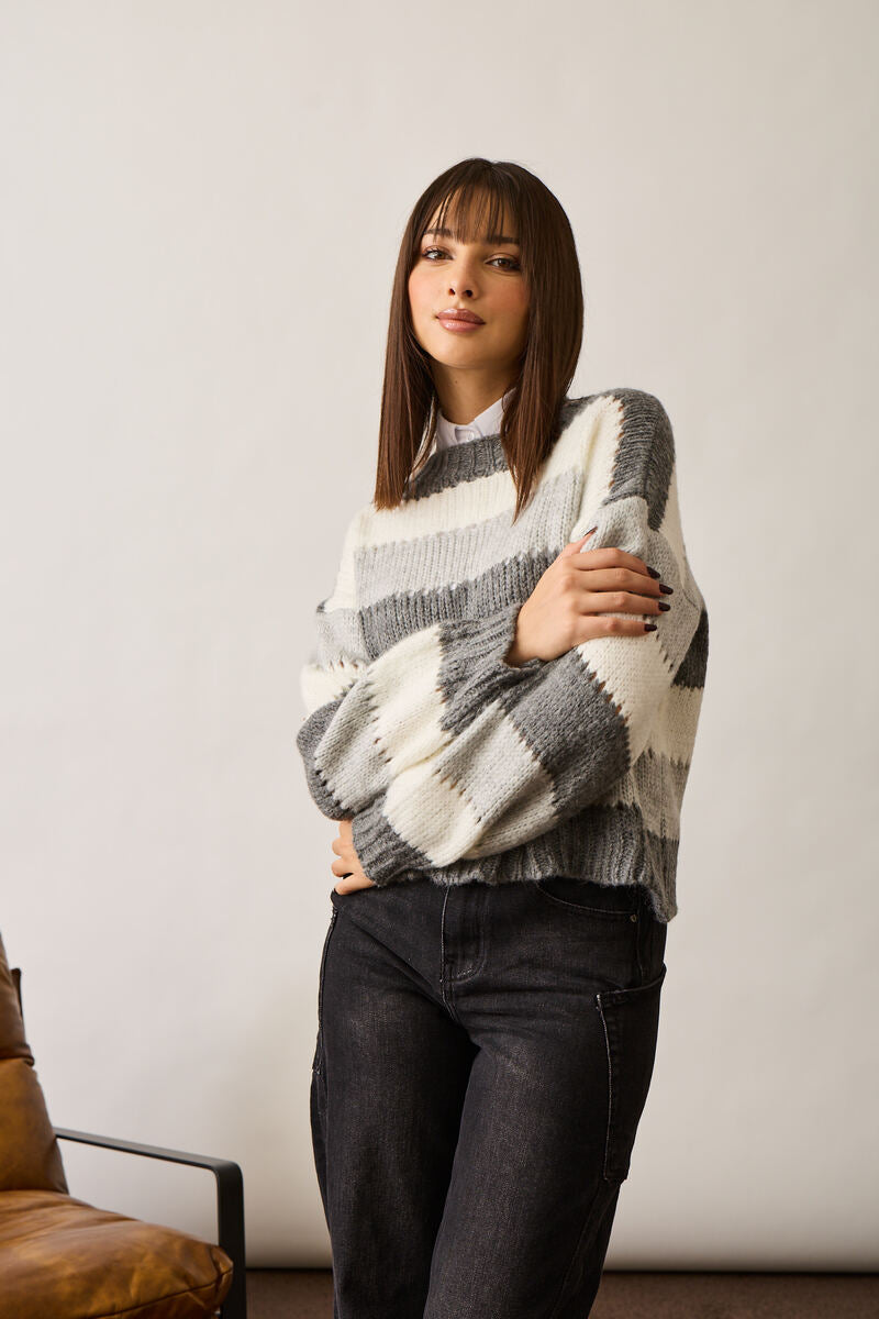 Pull Fasce Grigio|Colore:Grigio
