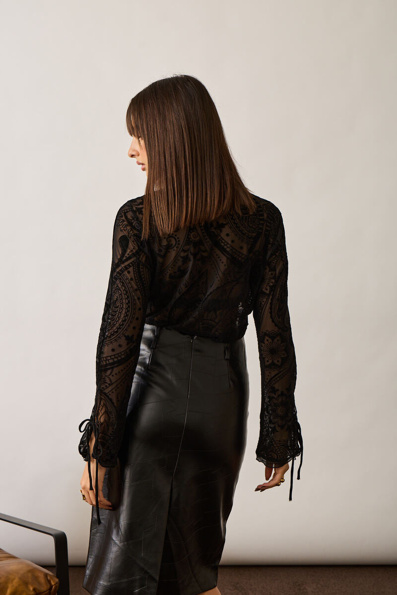 Blusa Deco Velour nero|Colore:Nero