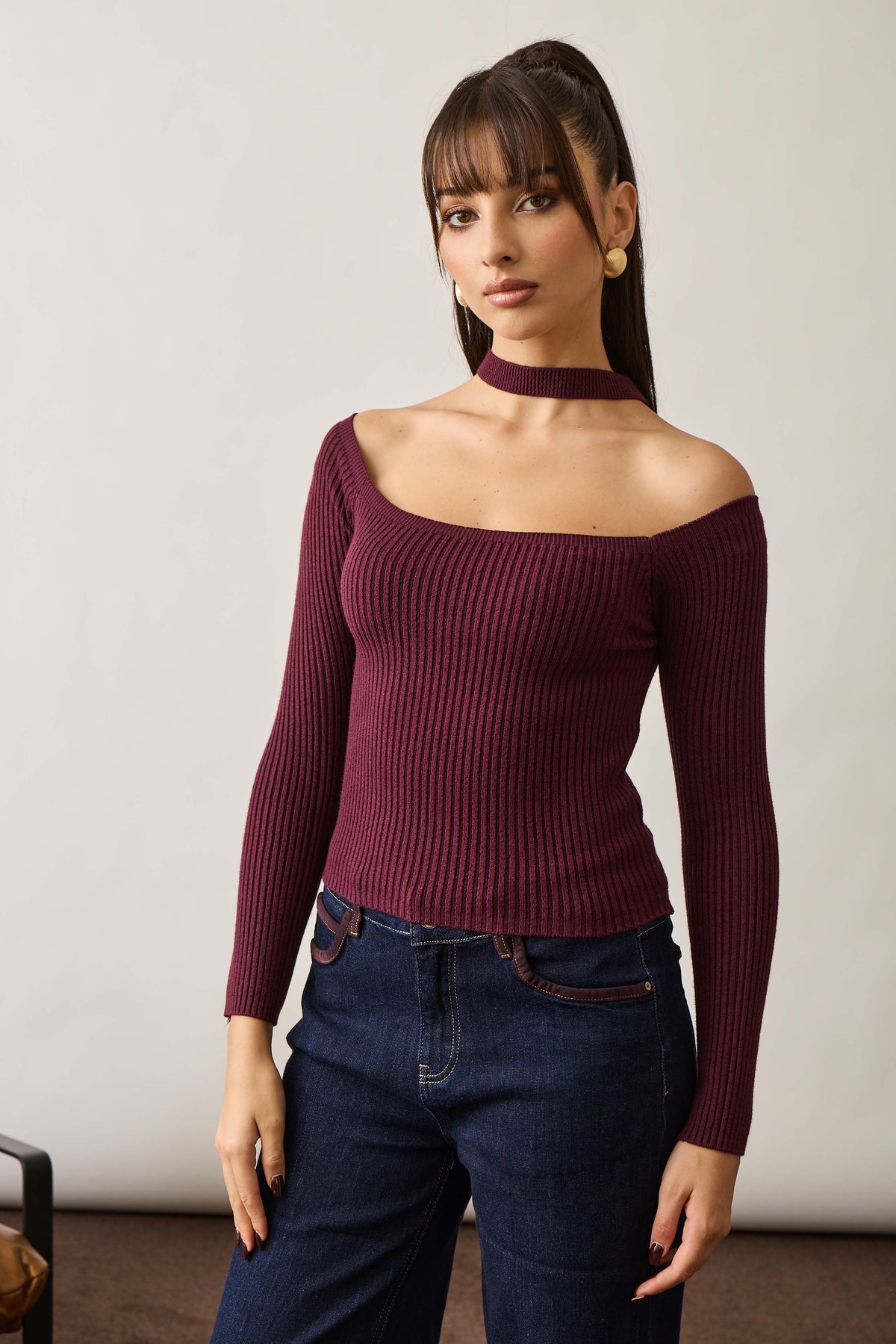 Maglia Costine borgogna|Colore:Borgogna