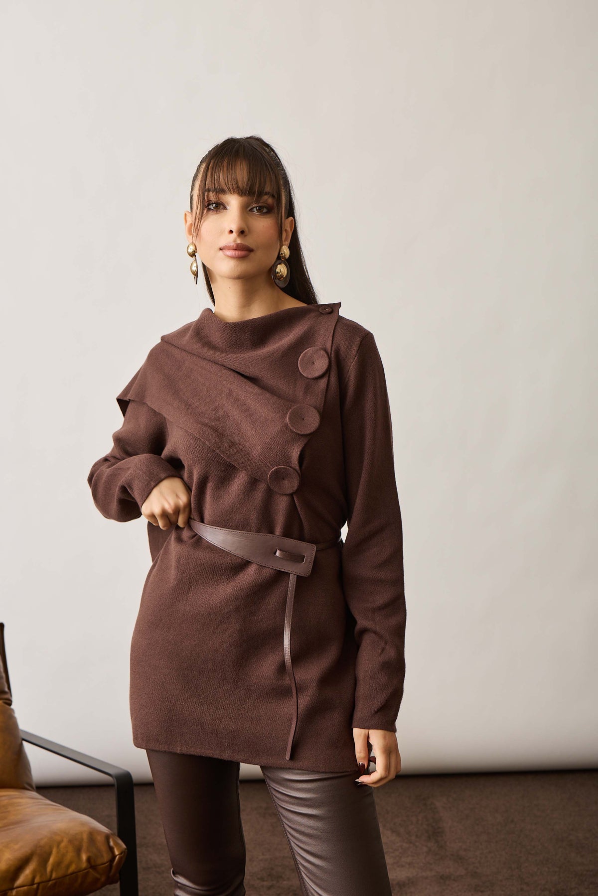 Pull Bottoni Cacao|Colore:Cacao