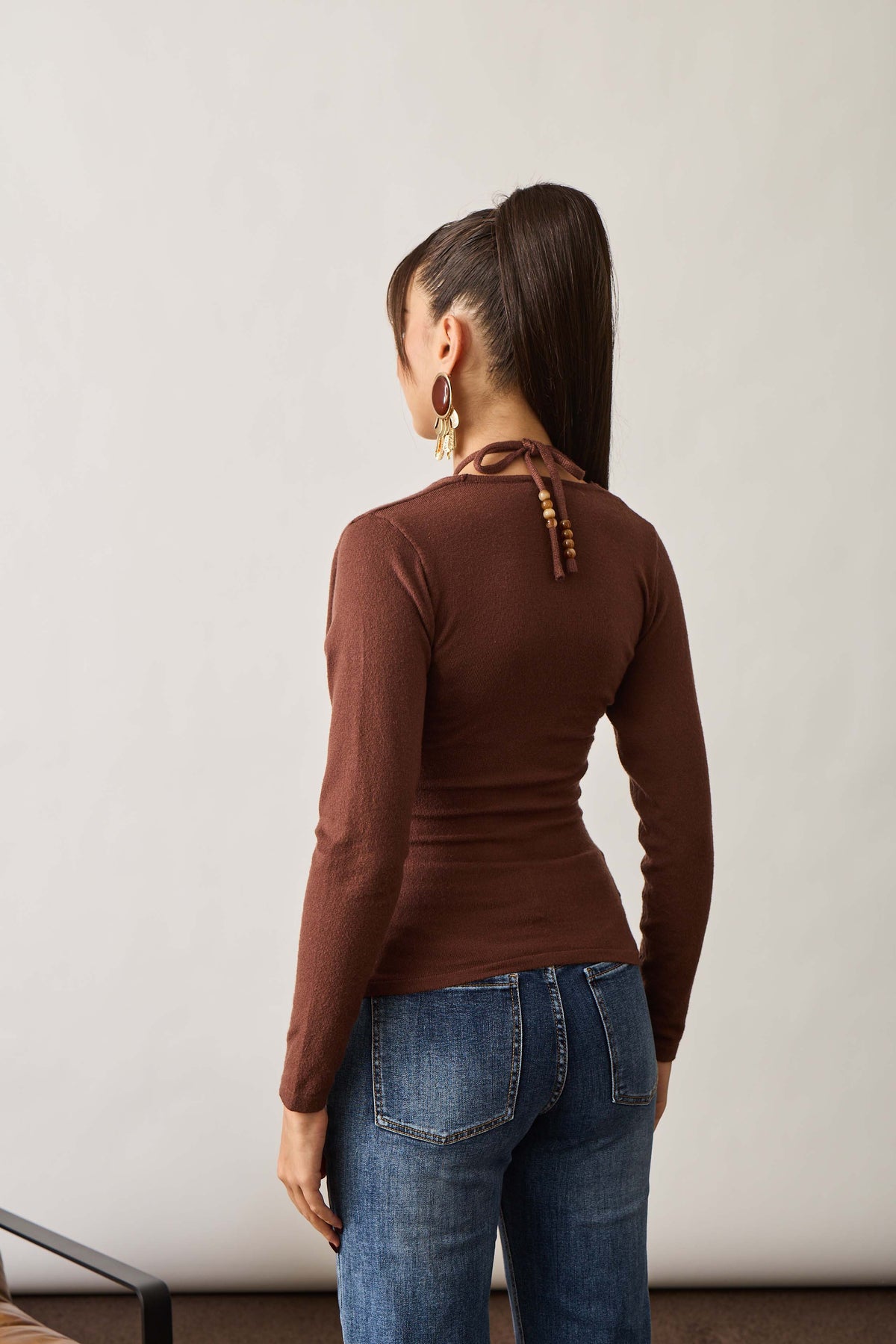 Maglia Con Pietrine Cacao|Colore:Cacao