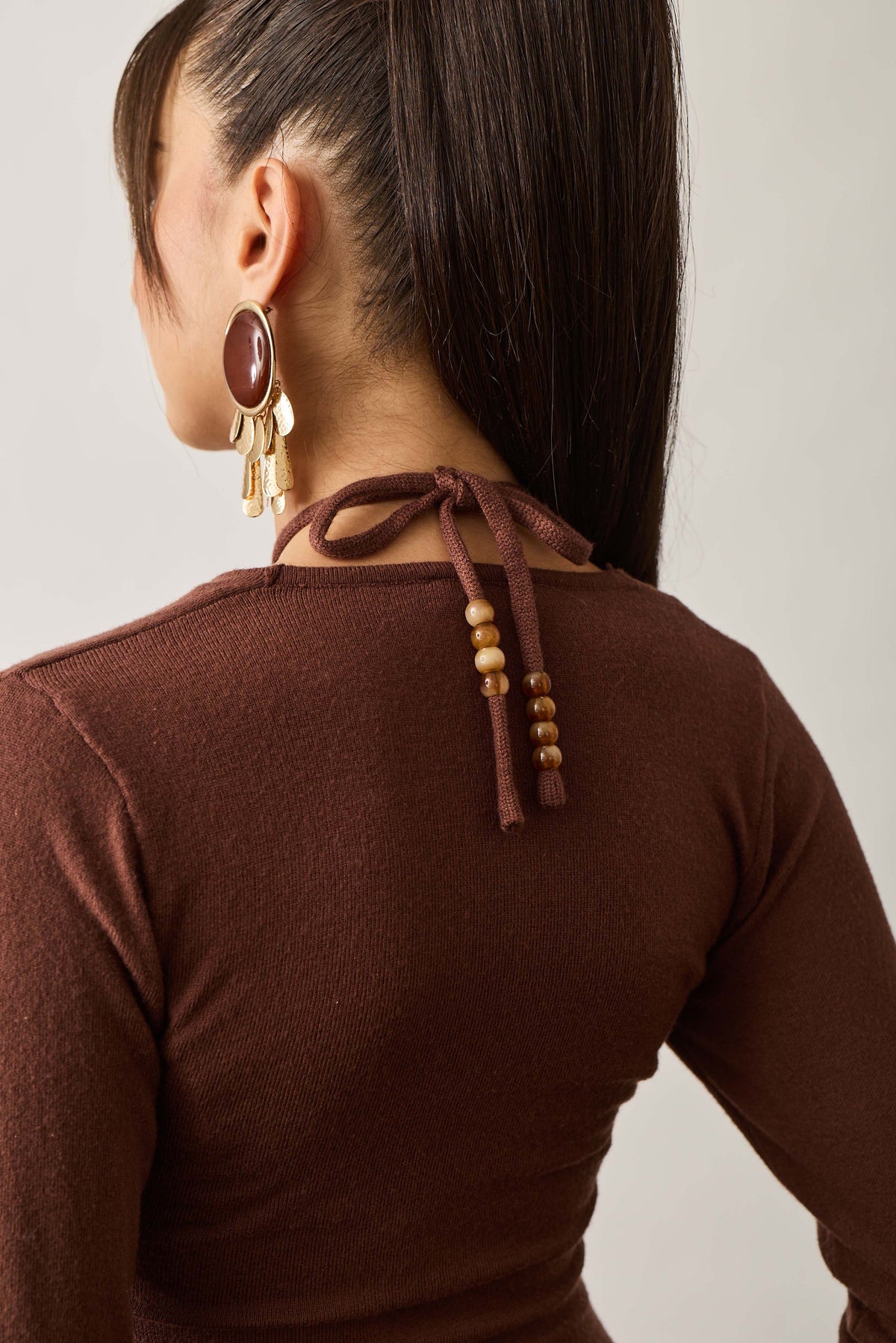 Maglia Con Pietrine Cacao|Colore:Cacao