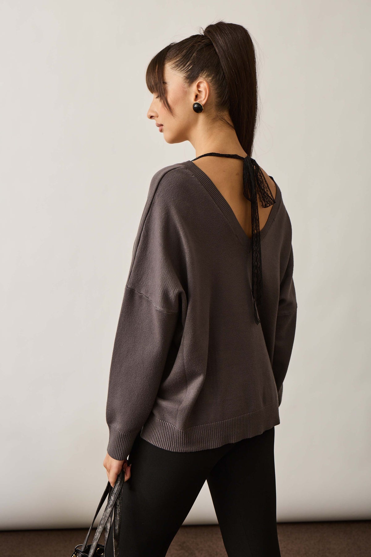 Pull Allacciaura In Pizzo Grigio scuro|Colore:Grigio scuro