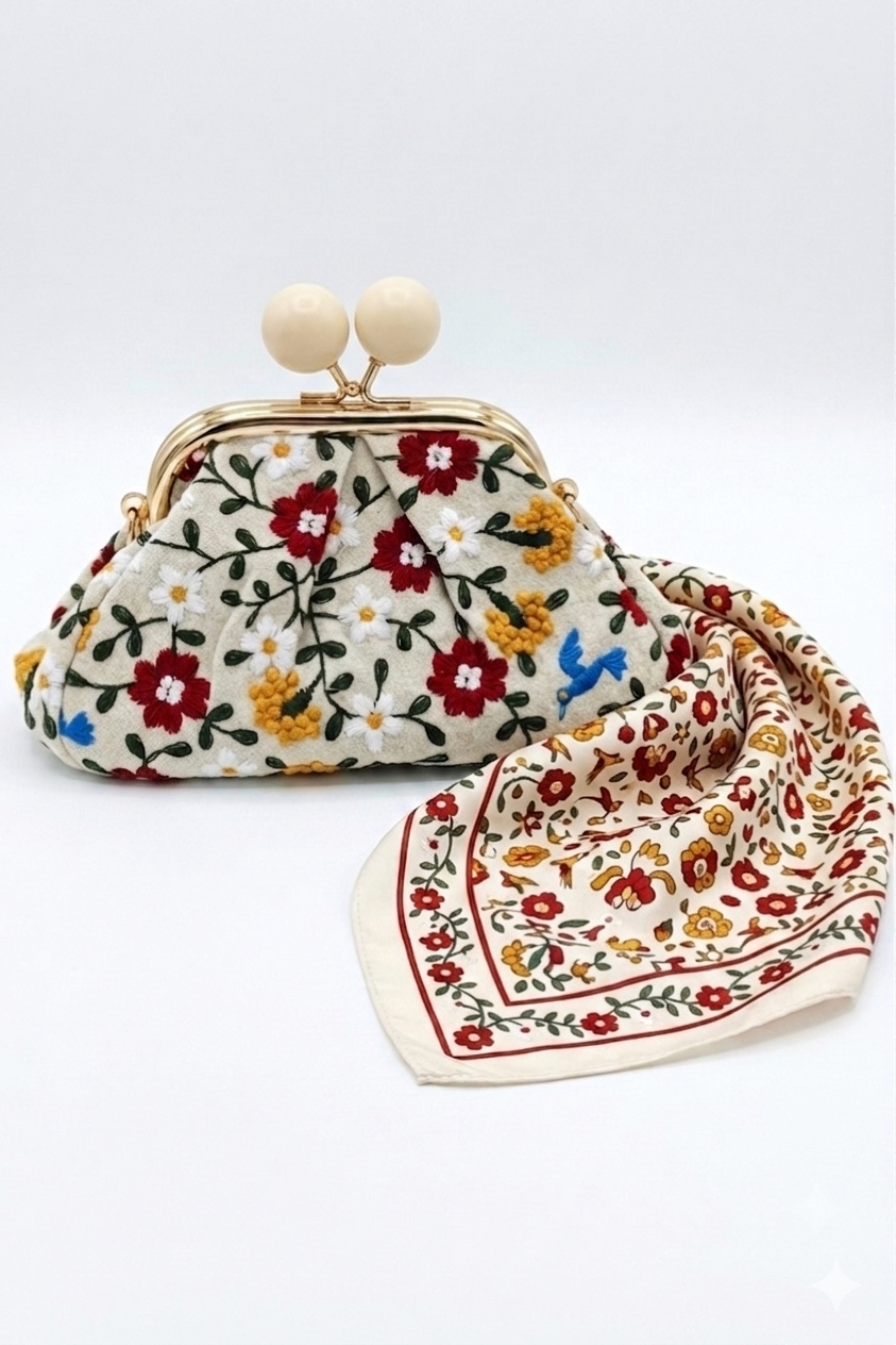 Mini Clutch Flower Rosso