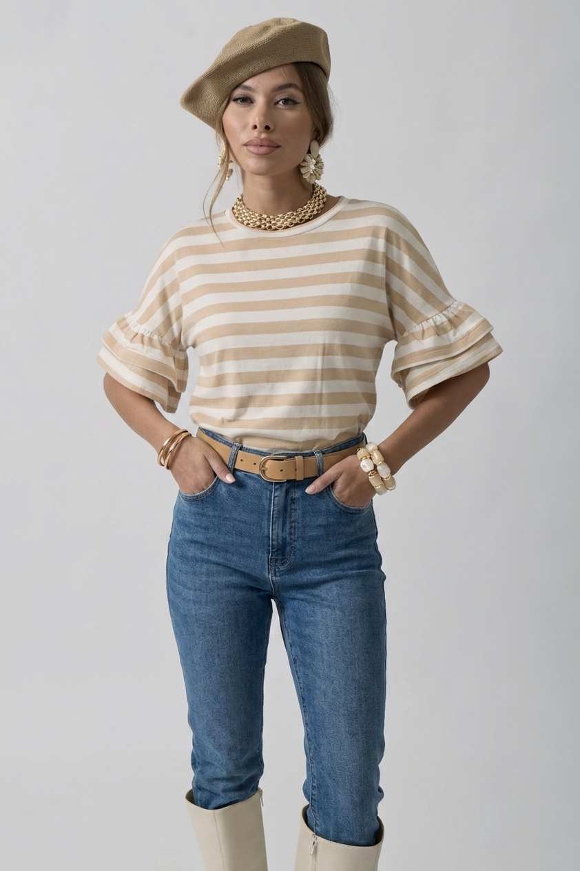 Maglia Volant Beige