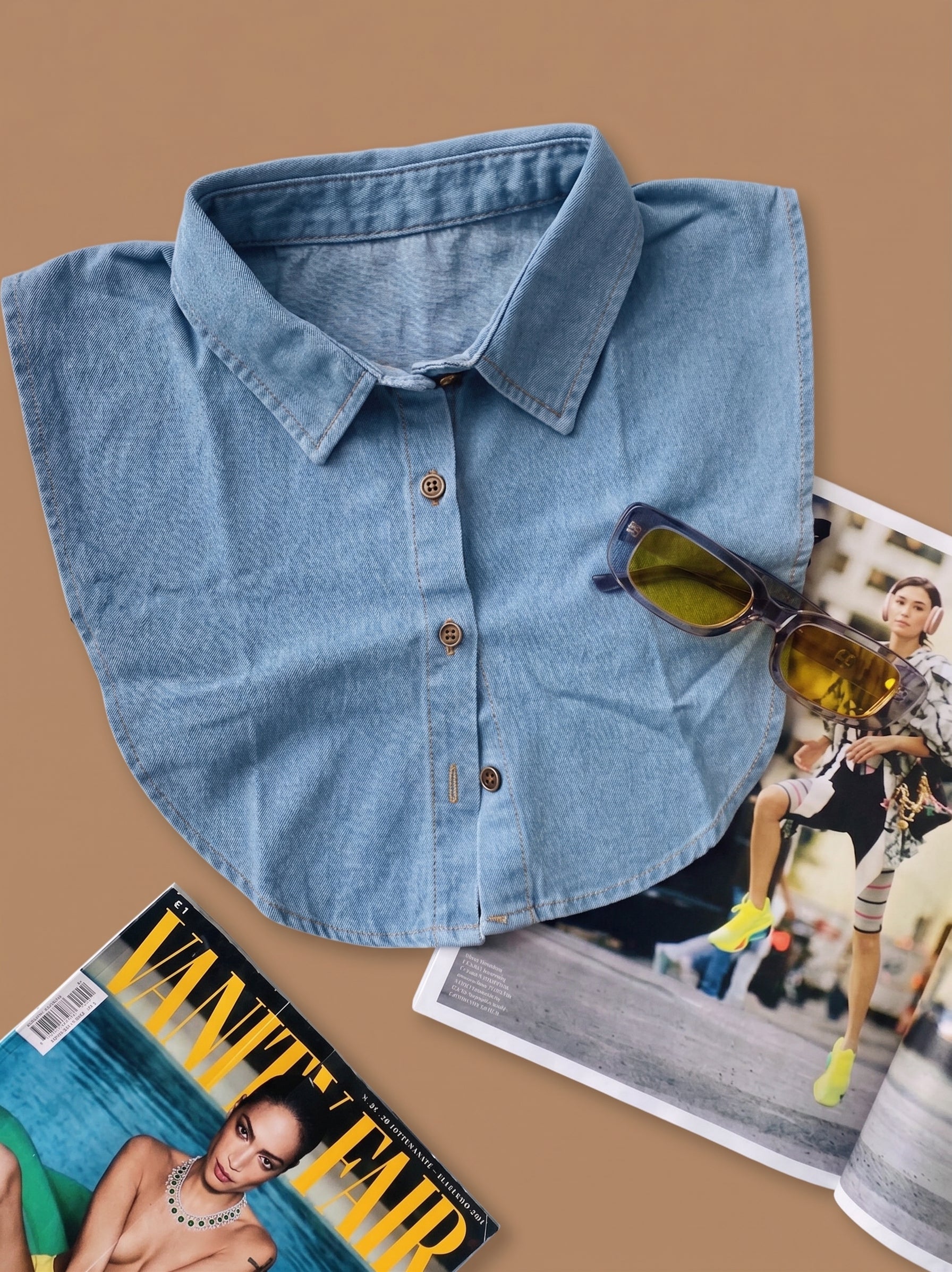 Collo Camicia In Denim Chiaro