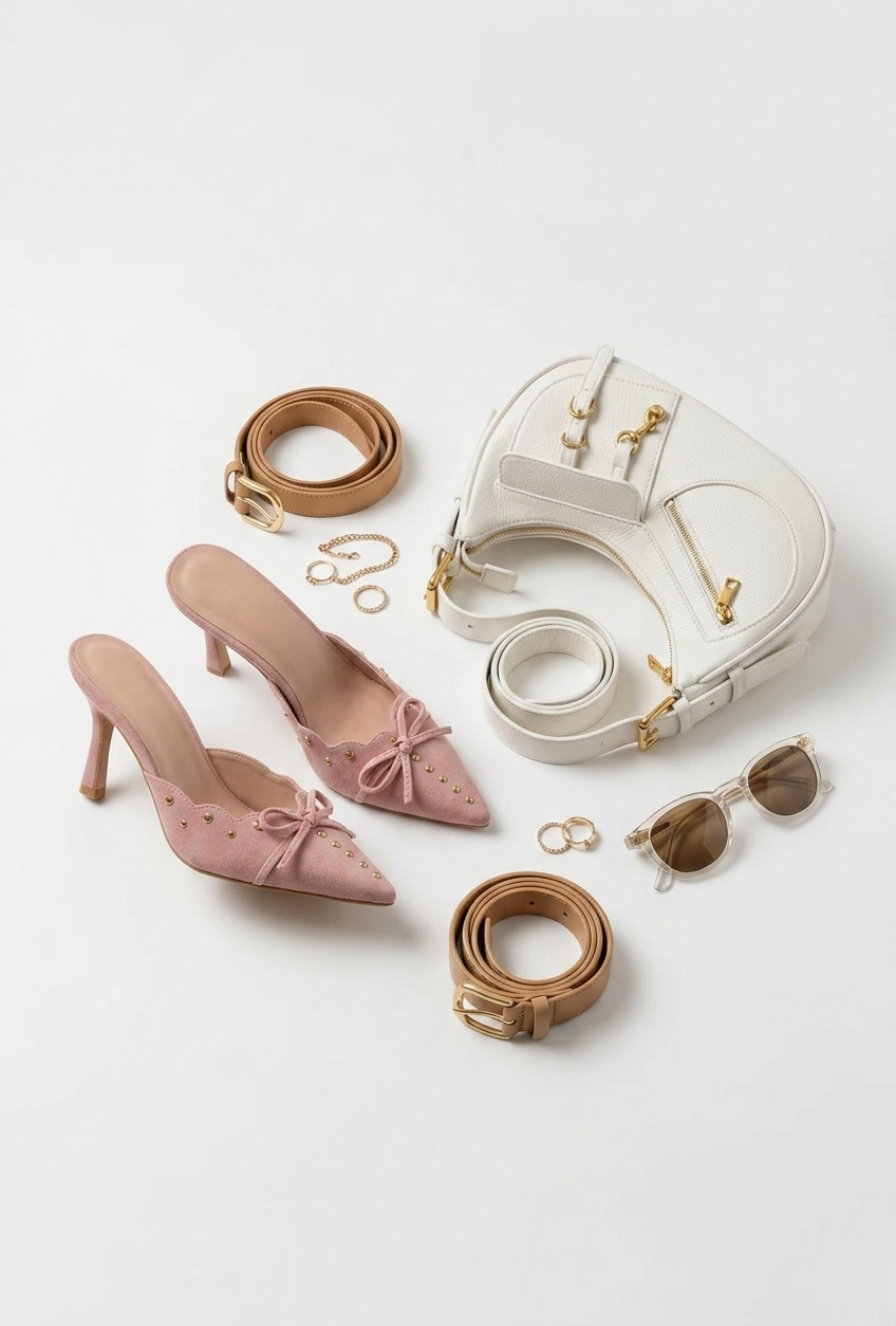 Stiletto Punta Borchie Rosa