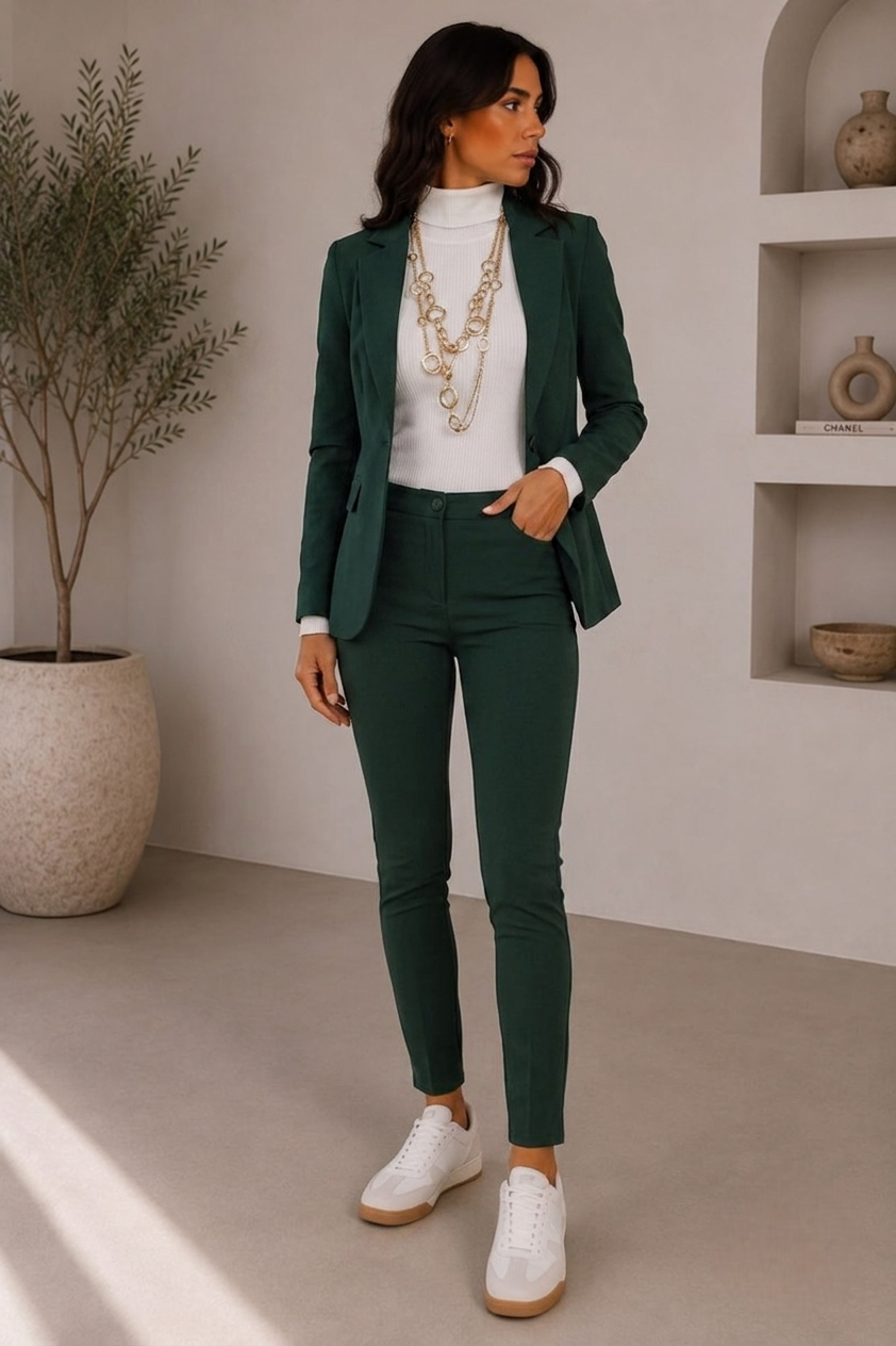 Pantalone Capri Punto Milano Verde Bosco