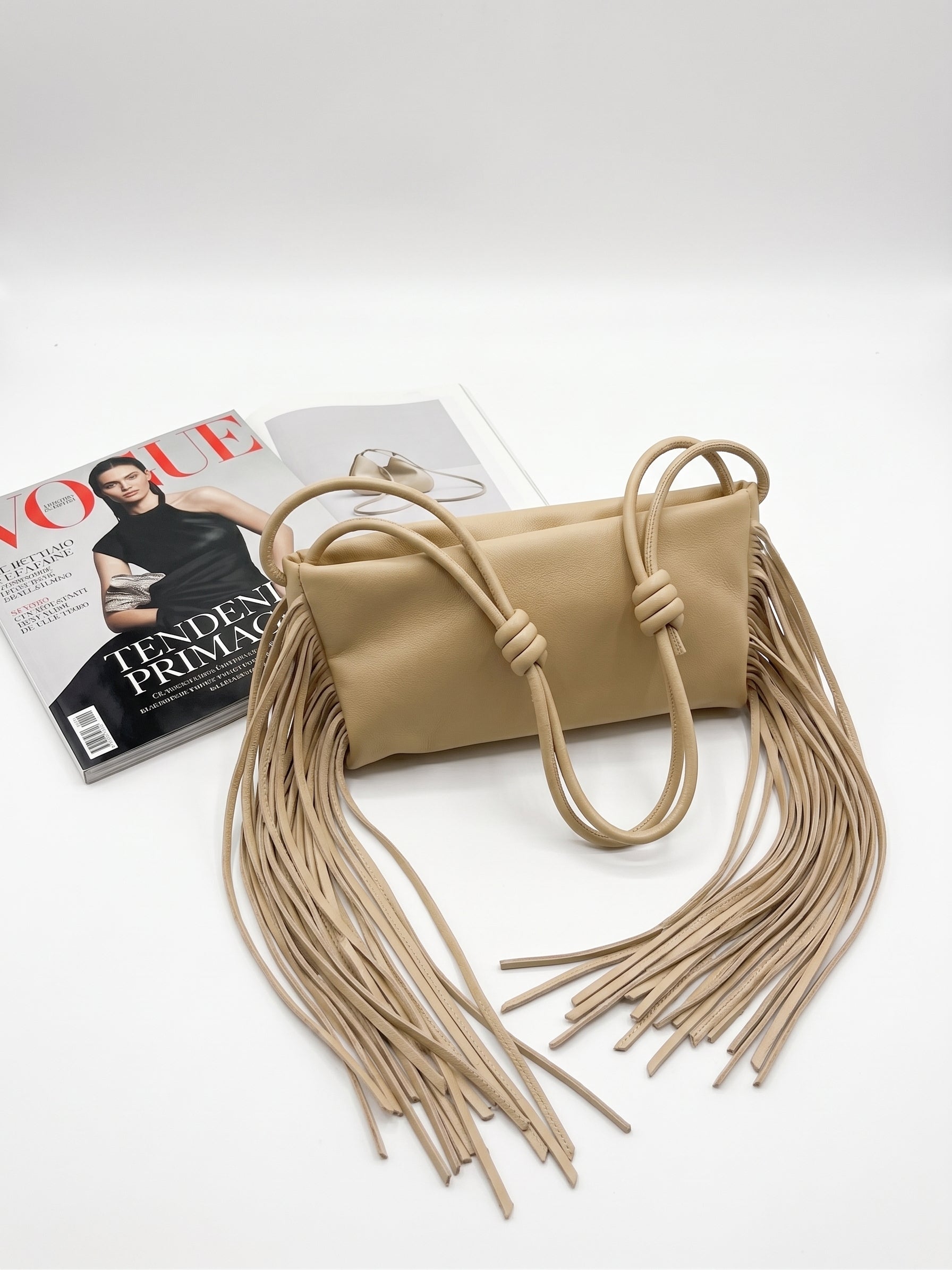 Borsa Con Frange  Beige