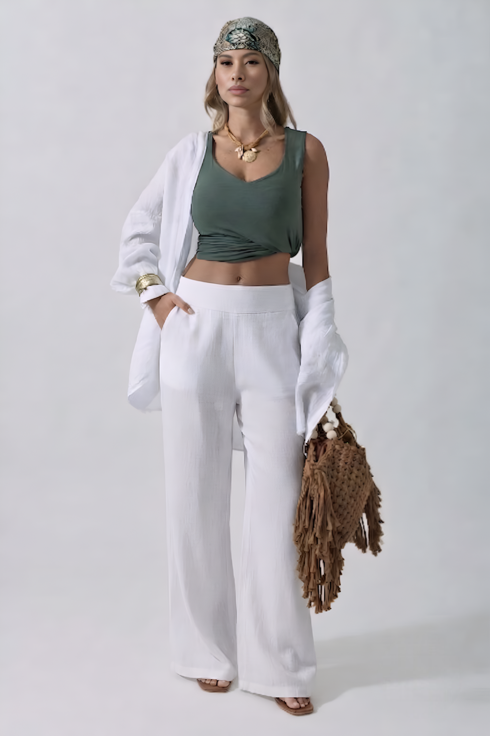 Pantalone Lino Cool Bianco
