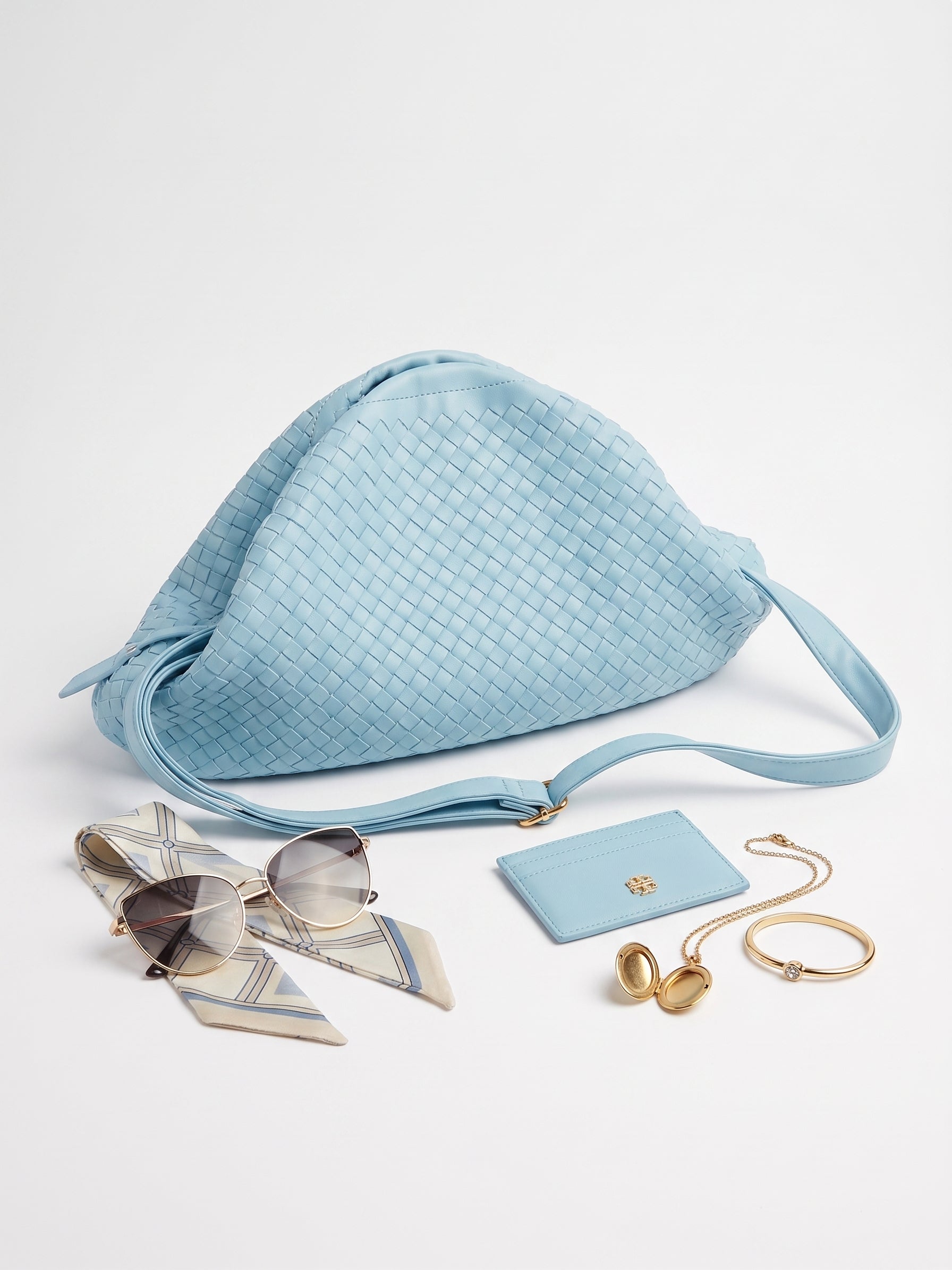 Borsa Intrecciata Celeste