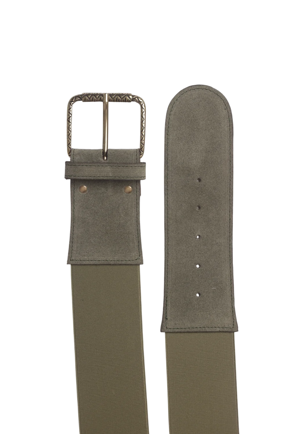 Cinturone In Vera Pelle Verde Militare
